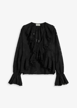 Clearance Blusa de gasa con ligeras transparencias Mujer Camisas Y Blusas