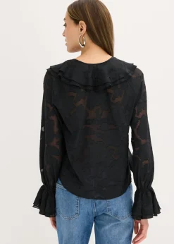 Clearance Blusa de gasa con ligeras transparencias Mujer Camisas Y Blusas