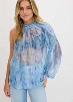 New Blusa de gasa con un hombro al descubierto Mujer Camisas Y Blusas