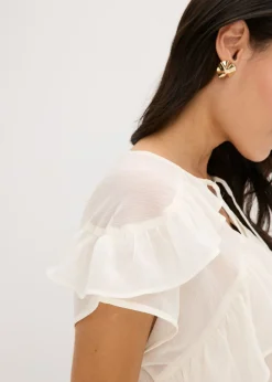 Sale Blusa de gasa con volantes Mujer Camisas Y Blusas