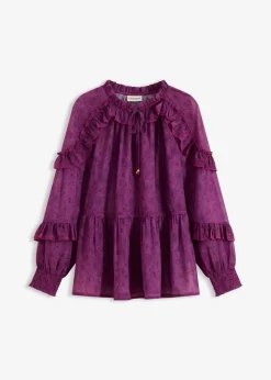 New Blusa de gasa con volantes Mujer Camisas Y Blusas