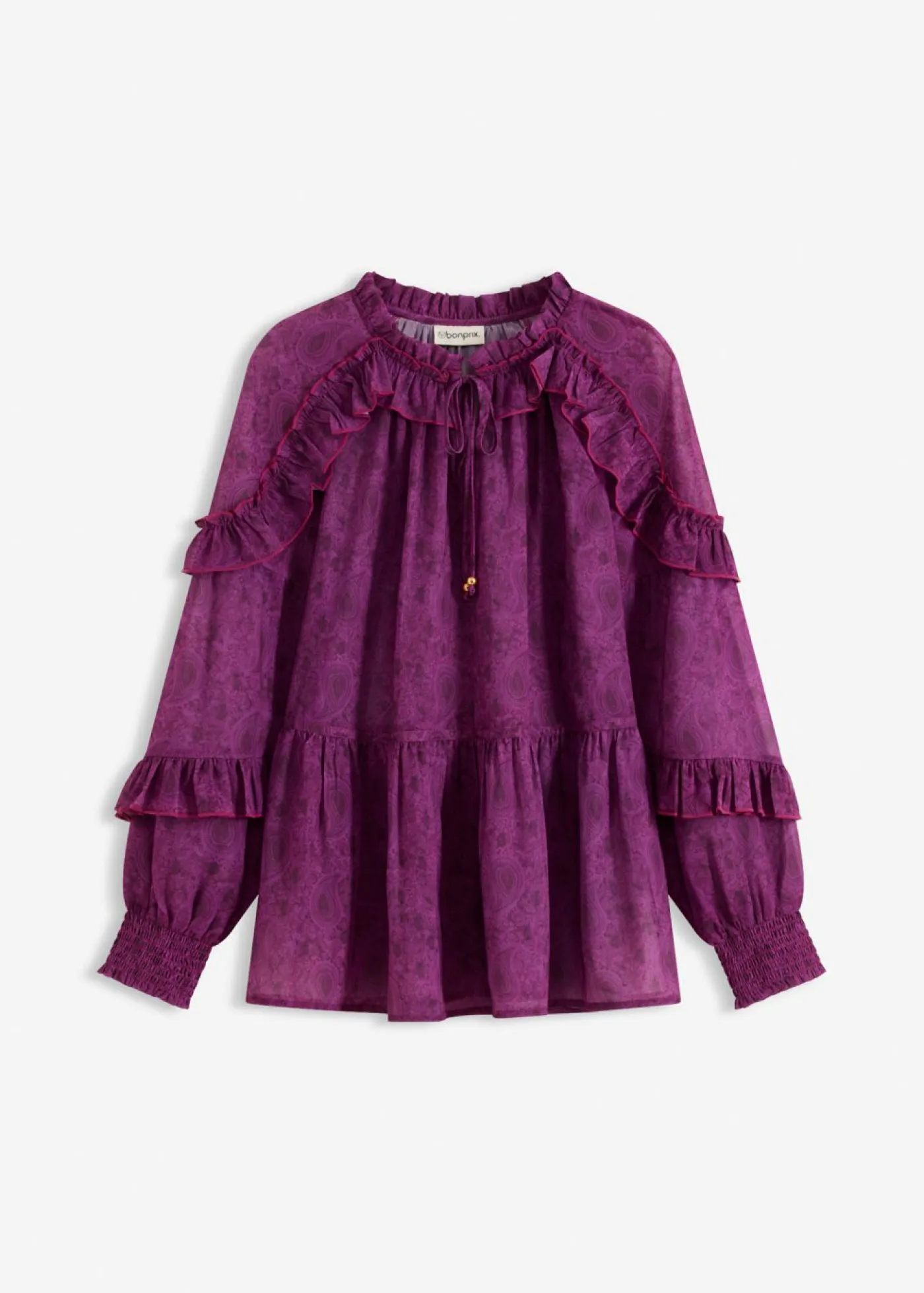 New Blusa de gasa con volantes Mujer Camisas Y Blusas