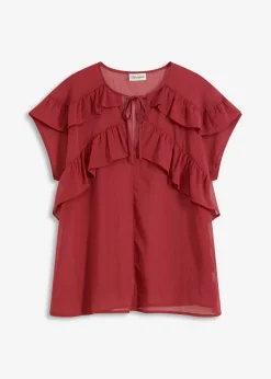 Blusa de gasa con volantes Mujer Camisas Y Blusas