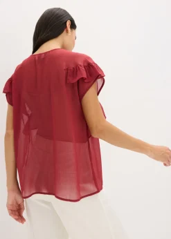 Blusa de gasa con volantes Mujer Camisas Y Blusas