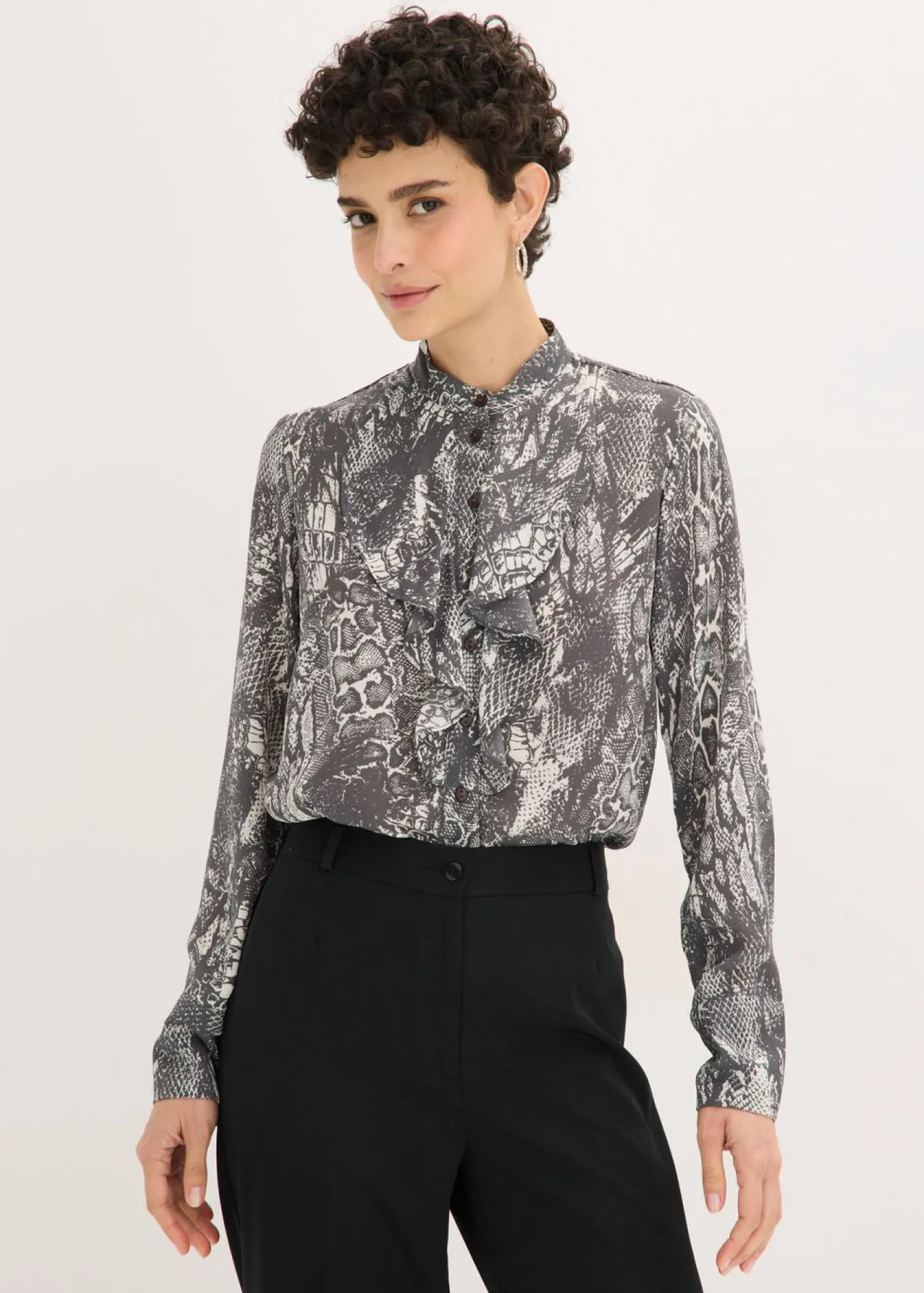 New Blusa de gasa con volantes Mujer Camisas Y Blusas