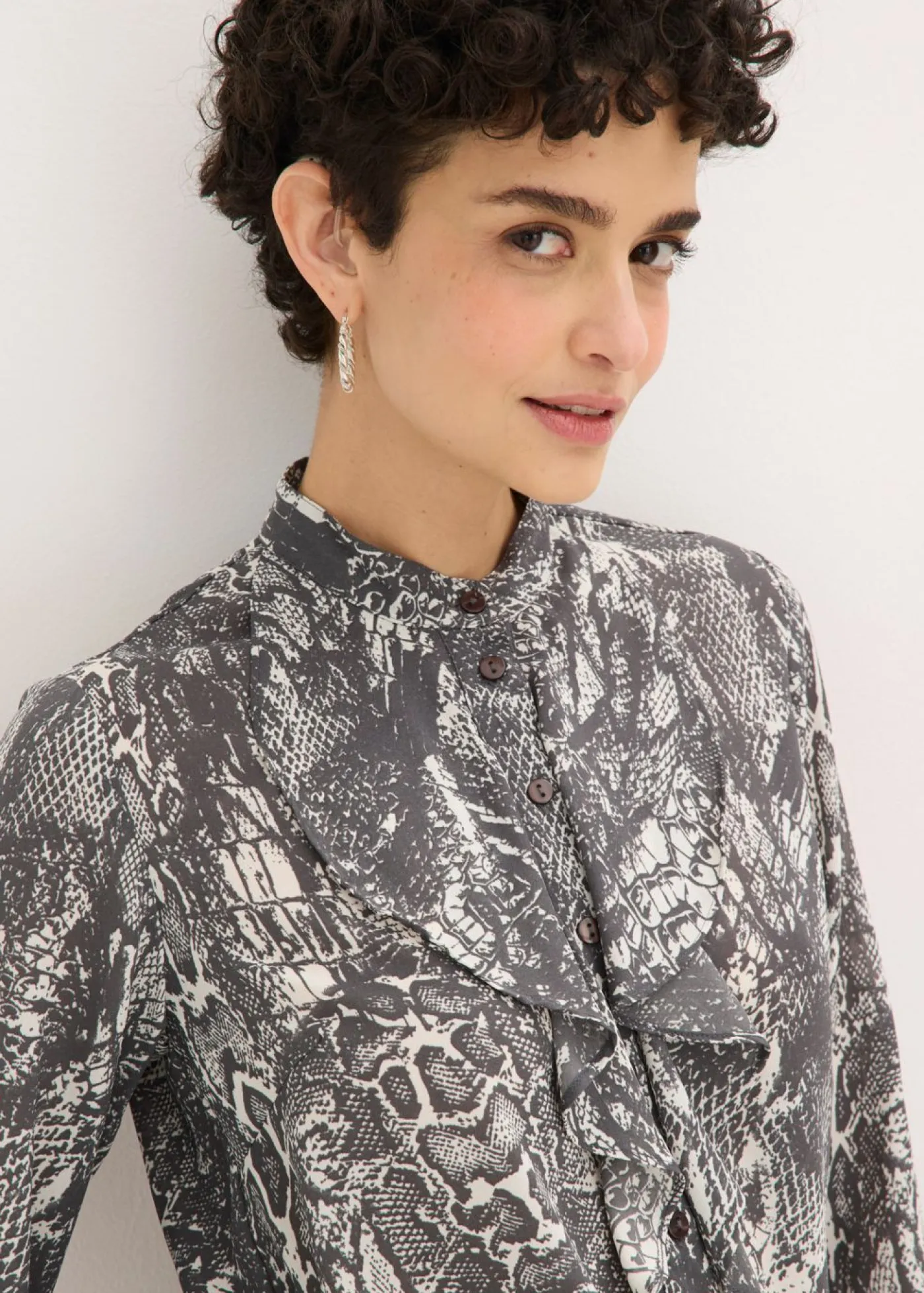 New Blusa de gasa con volantes Mujer Camisas Y Blusas