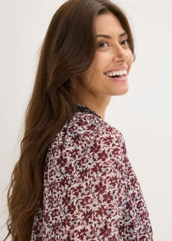 Outlet Blusa de gasa estampada con bordado Mujer Camisas Y Blusas