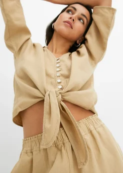 Discount Blusa de lino Mujer Camisas Y Blusas