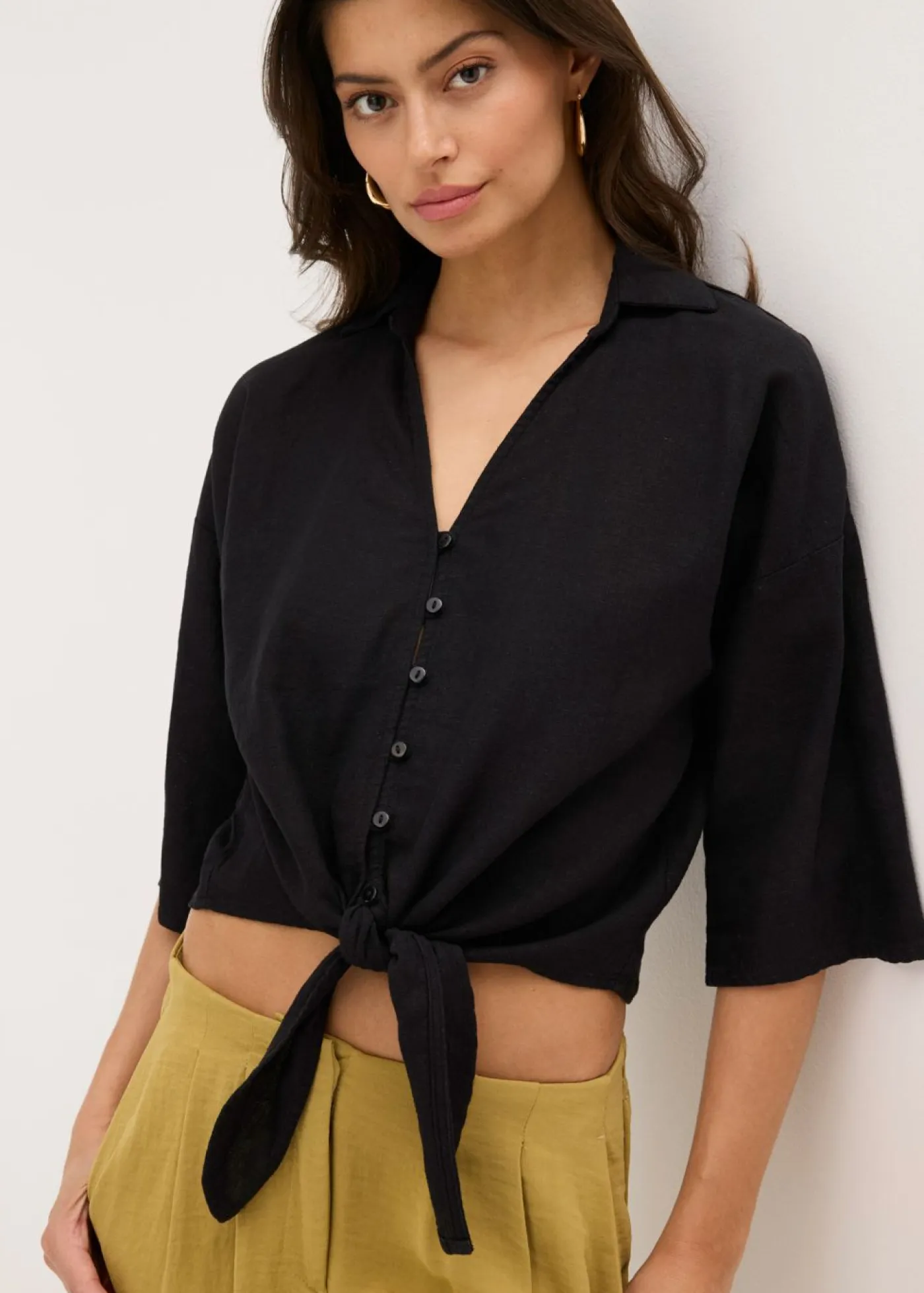 Online Blusa de lino Mujer Camisas Y Blusas