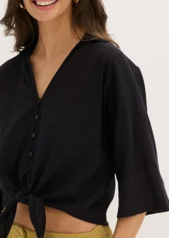 Online Blusa de lino Mujer Camisas Y Blusas