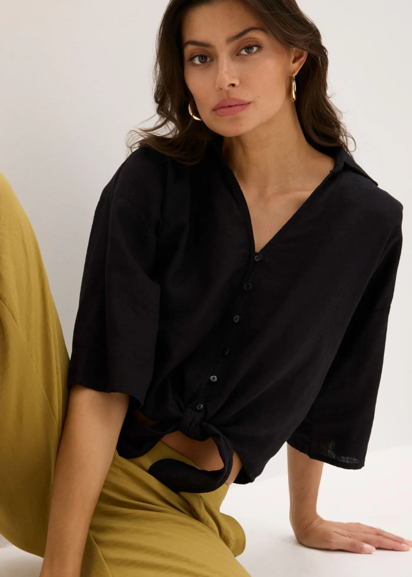 Online Blusa de lino Mujer Camisas Y Blusas