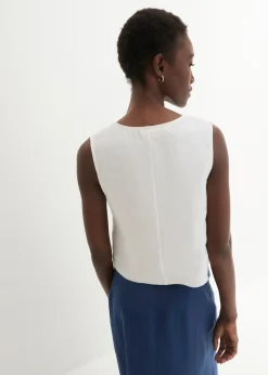 Clearance Blusa de lino puro con efecto cruzado Mujer Premium|Camisas Y Blusas
