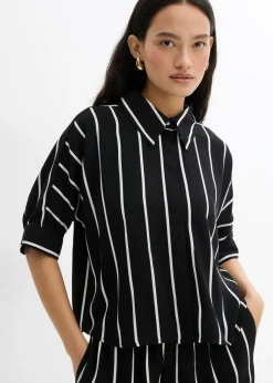 Discount Blusa de manga corta con crepé estructurado Mujer Esenciales|Camisas Y Blusas