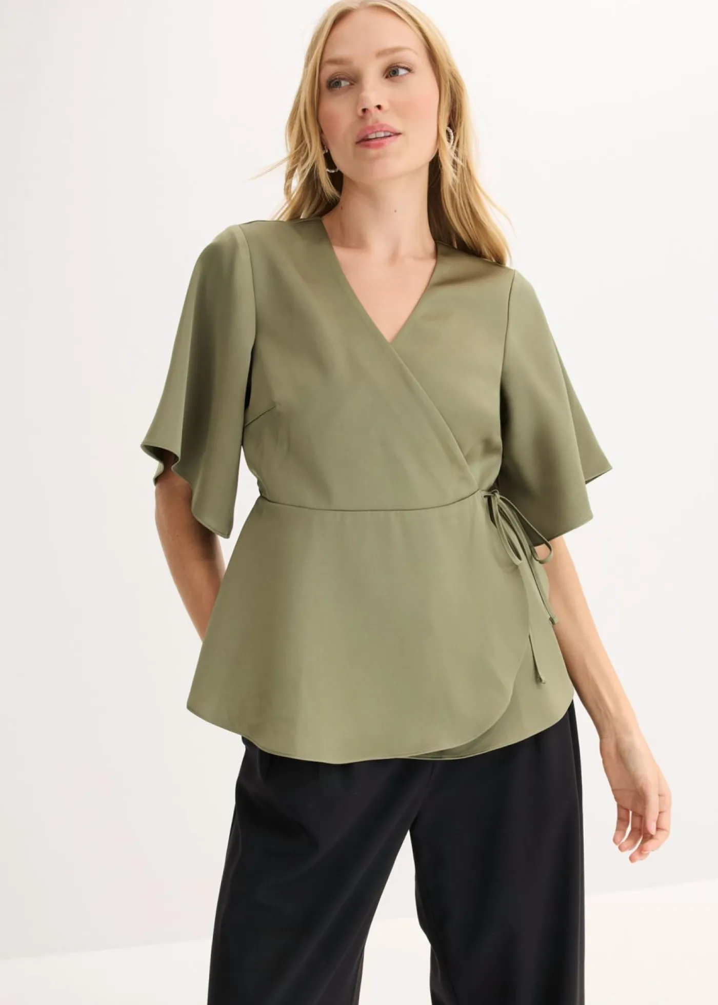 Sale Blusa de manga corta con escote pronunciado Mujer Camisas Y Blusas|Novedades