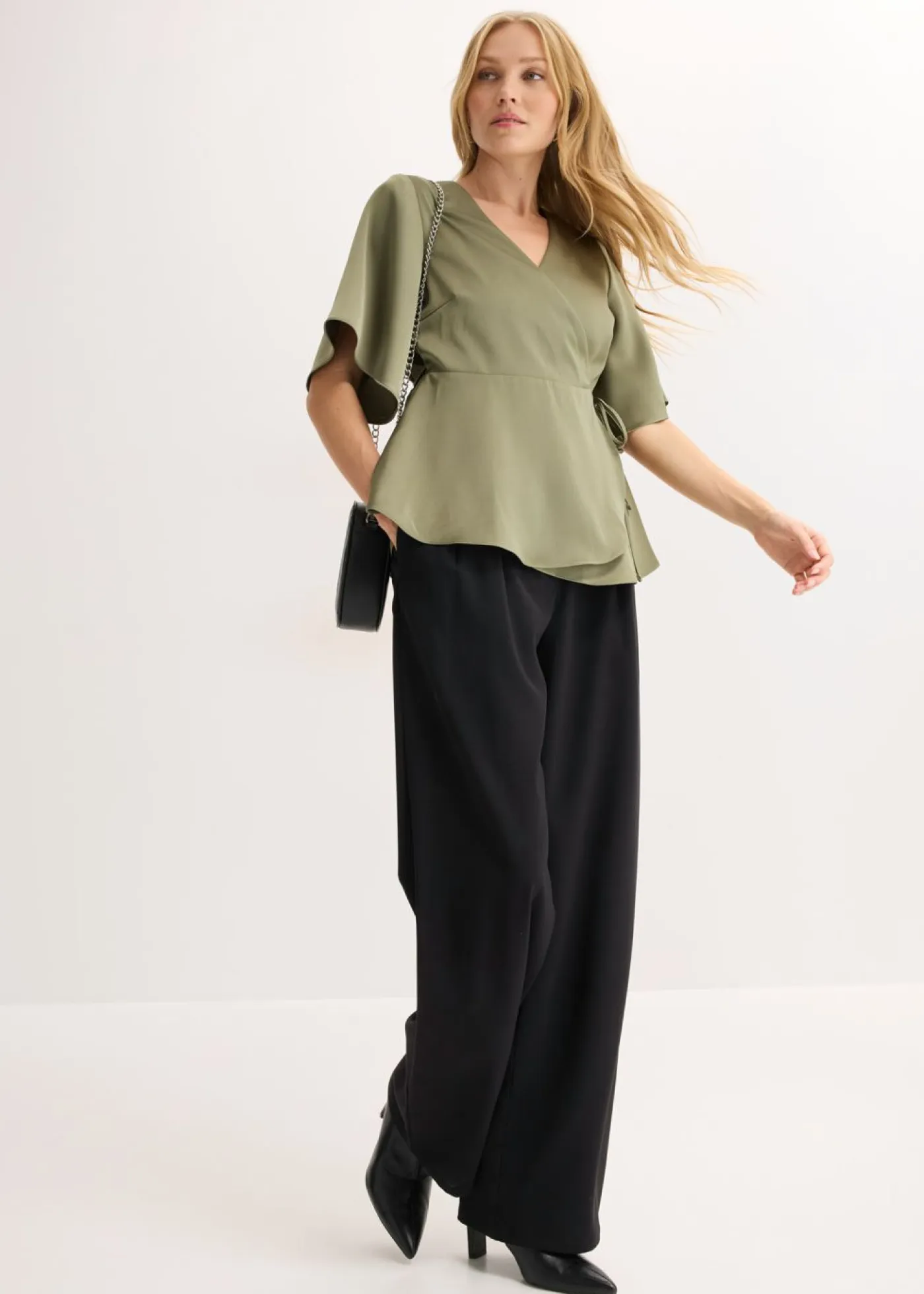 Sale Blusa de manga corta con escote pronunciado Mujer Camisas Y Blusas|Novedades