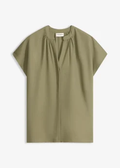 Clearance Blusa de manga corta con botones ocultos Mujer Camisas Y Blusas