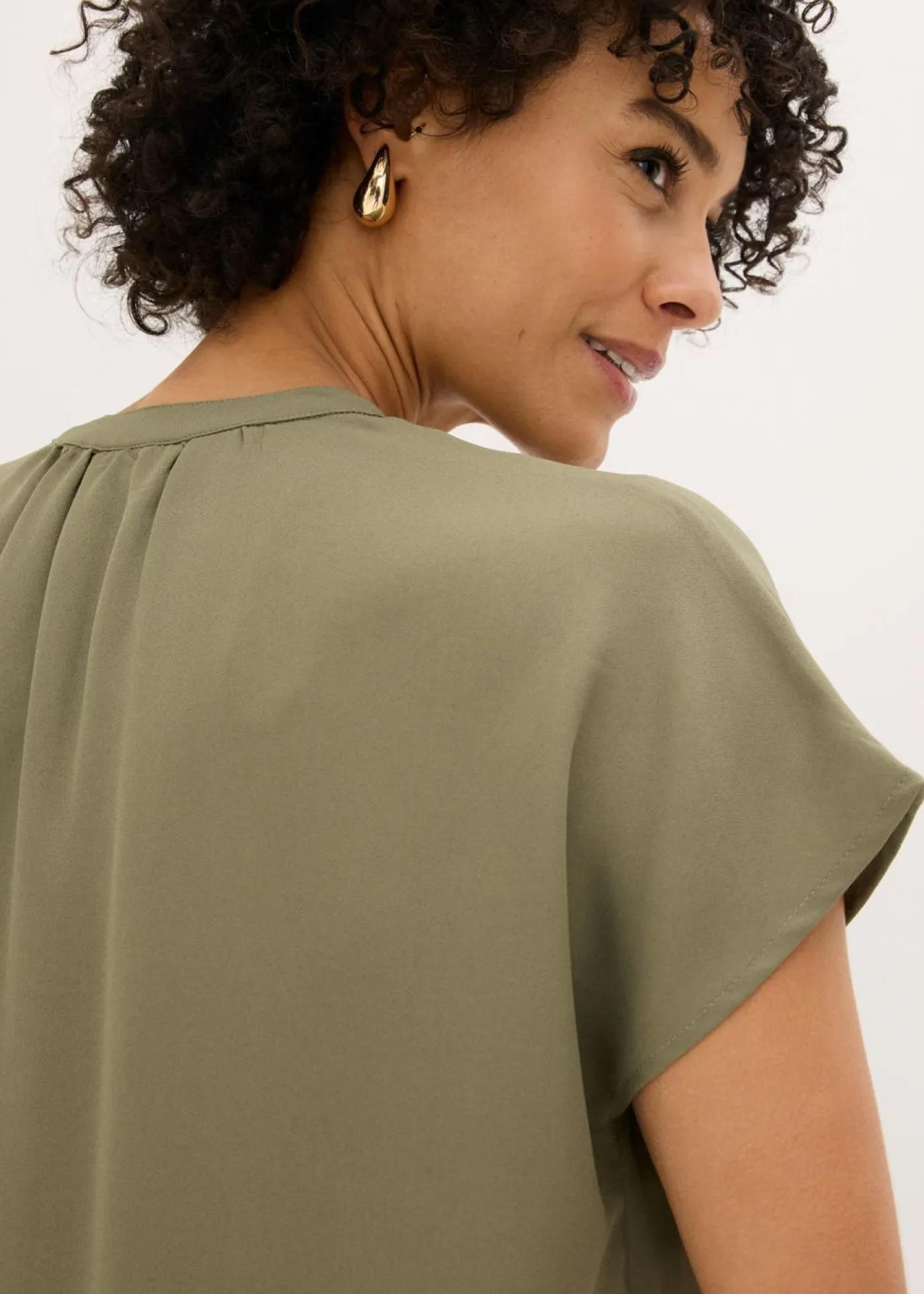 Clearance Blusa de manga corta con botones ocultos Mujer Camisas Y Blusas