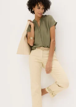 Clearance Blusa de manga corta con botones ocultos Mujer Camisas Y Blusas