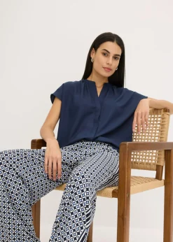 Discount Blusa de manga corta con botones ocultos Mujer Camisas Y Blusas