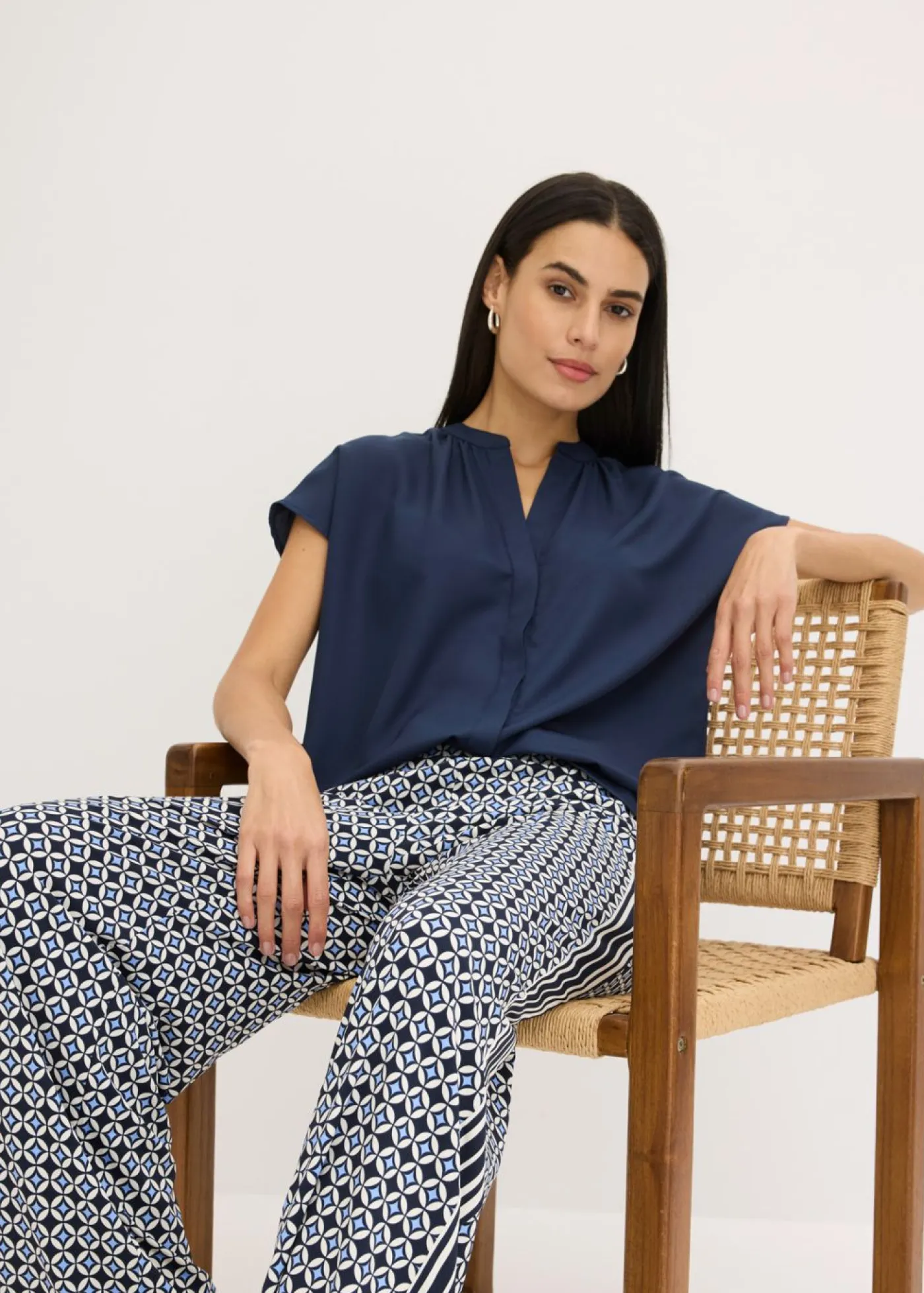 Discount Blusa de manga corta con botones ocultos Mujer Camisas Y Blusas