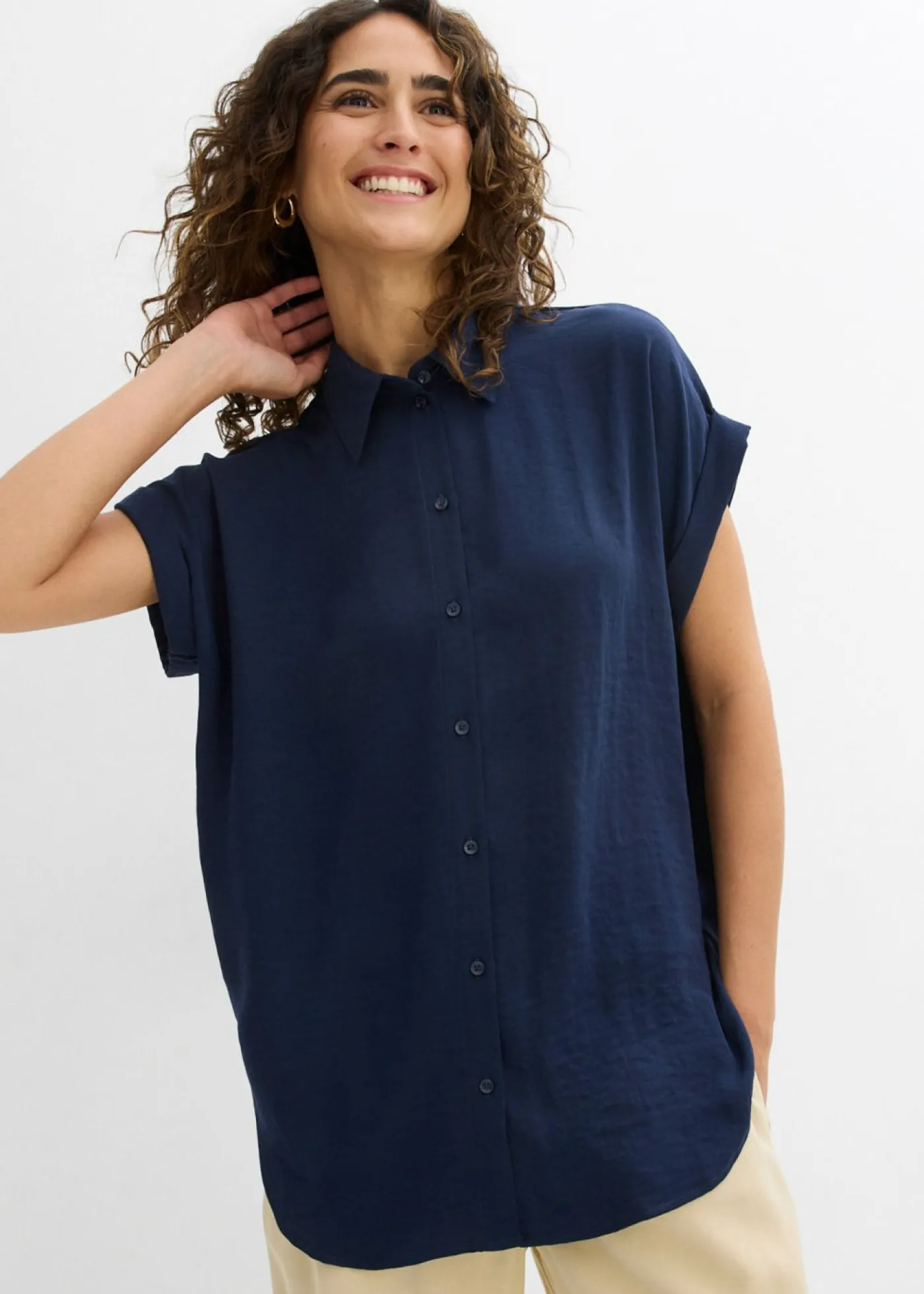 Clearance Blusa de manga corta con poliéster reciclado Mujer Camisas Y Blusas