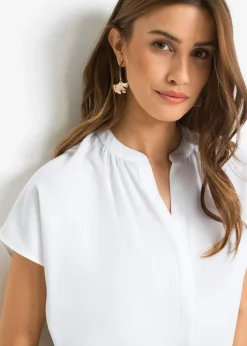 Best Blusa de manga corta con botones ocultos Mujer Camisas Y Blusas