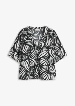 Discount Blusa de manga corta con aspecto de lino Mujer Camisas Y Blusas