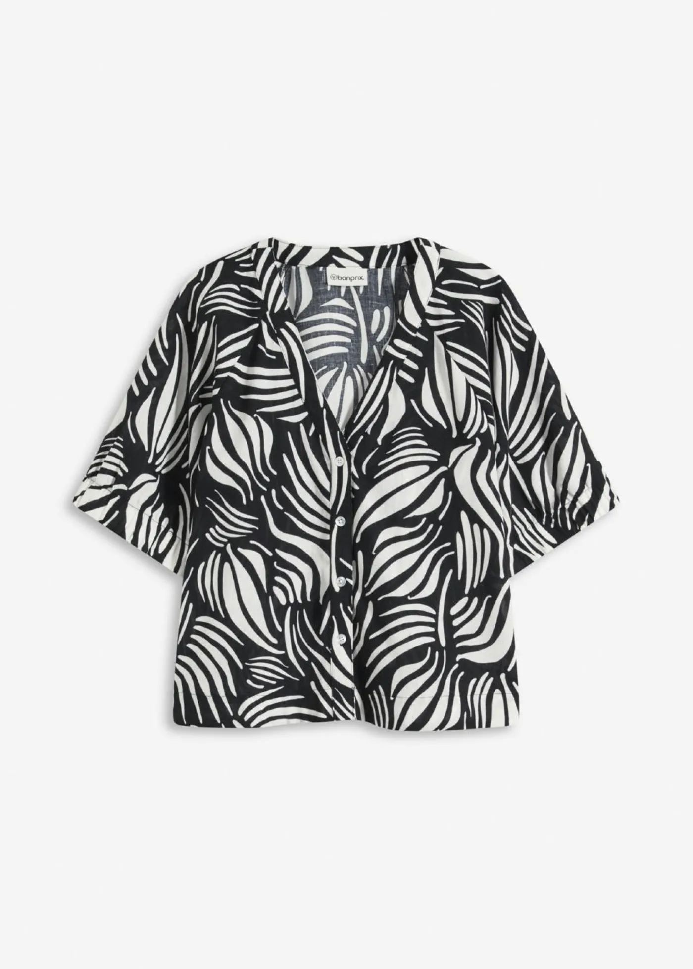 Discount Blusa de manga corta con aspecto de lino Mujer Camisas Y Blusas