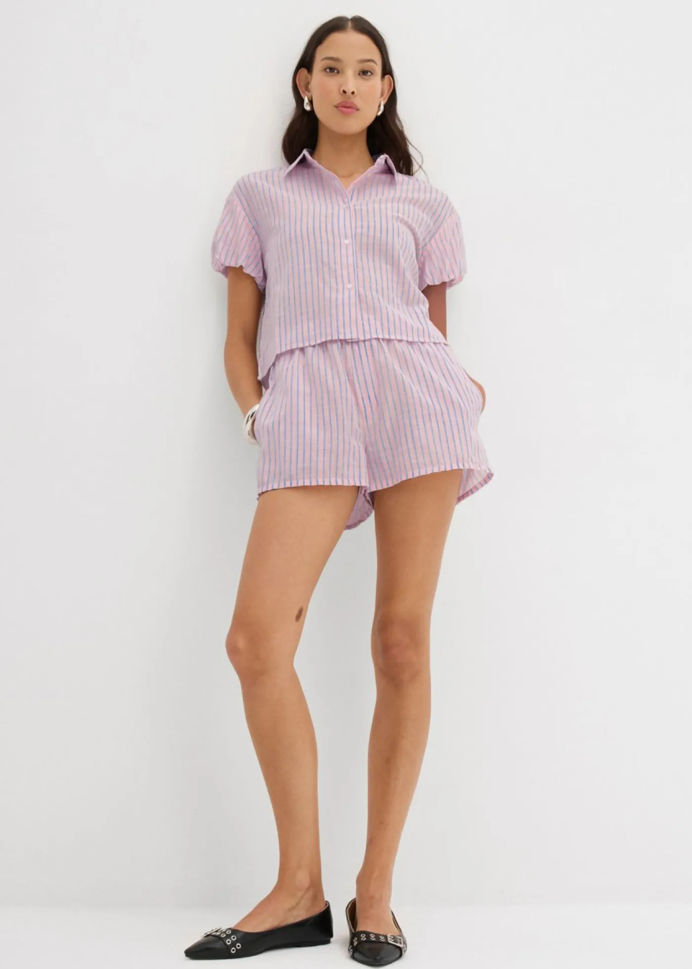 Clearance Blusa de manga corta de algodón puro Mujer Camisas Y Blusas