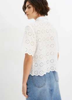 Outlet Blusa de manga corta de algodón puro Mujer Camisas Y Blusas
