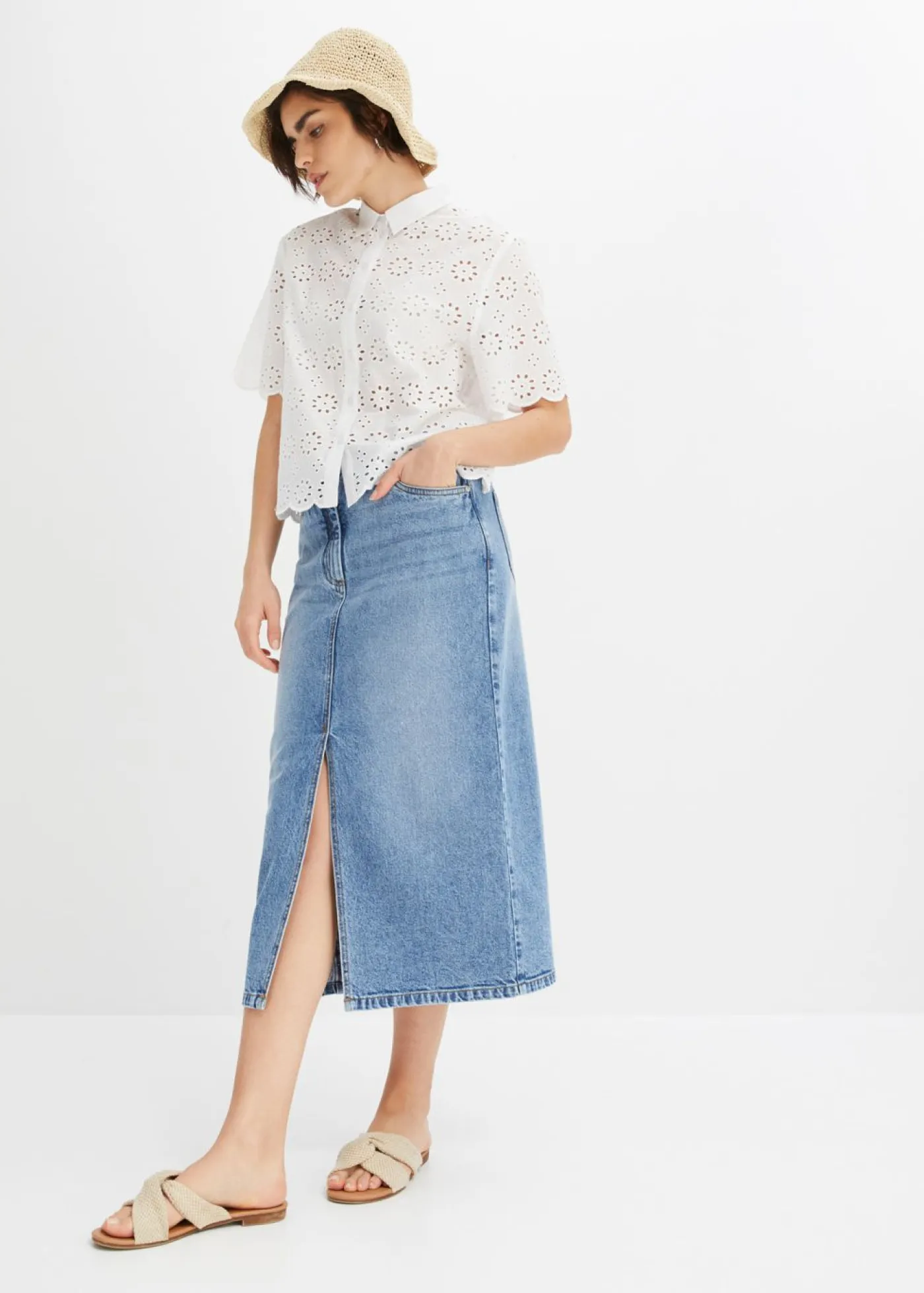 Outlet Blusa de manga corta de algodón puro Mujer Camisas Y Blusas