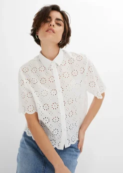 Outlet Blusa de manga corta de algodón puro Mujer Camisas Y Blusas