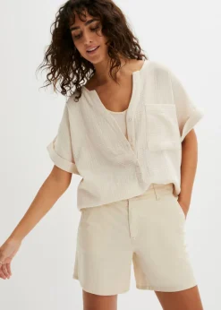 Sale Blusa de manga corta de muselina Mujer Camisas Y Blusas