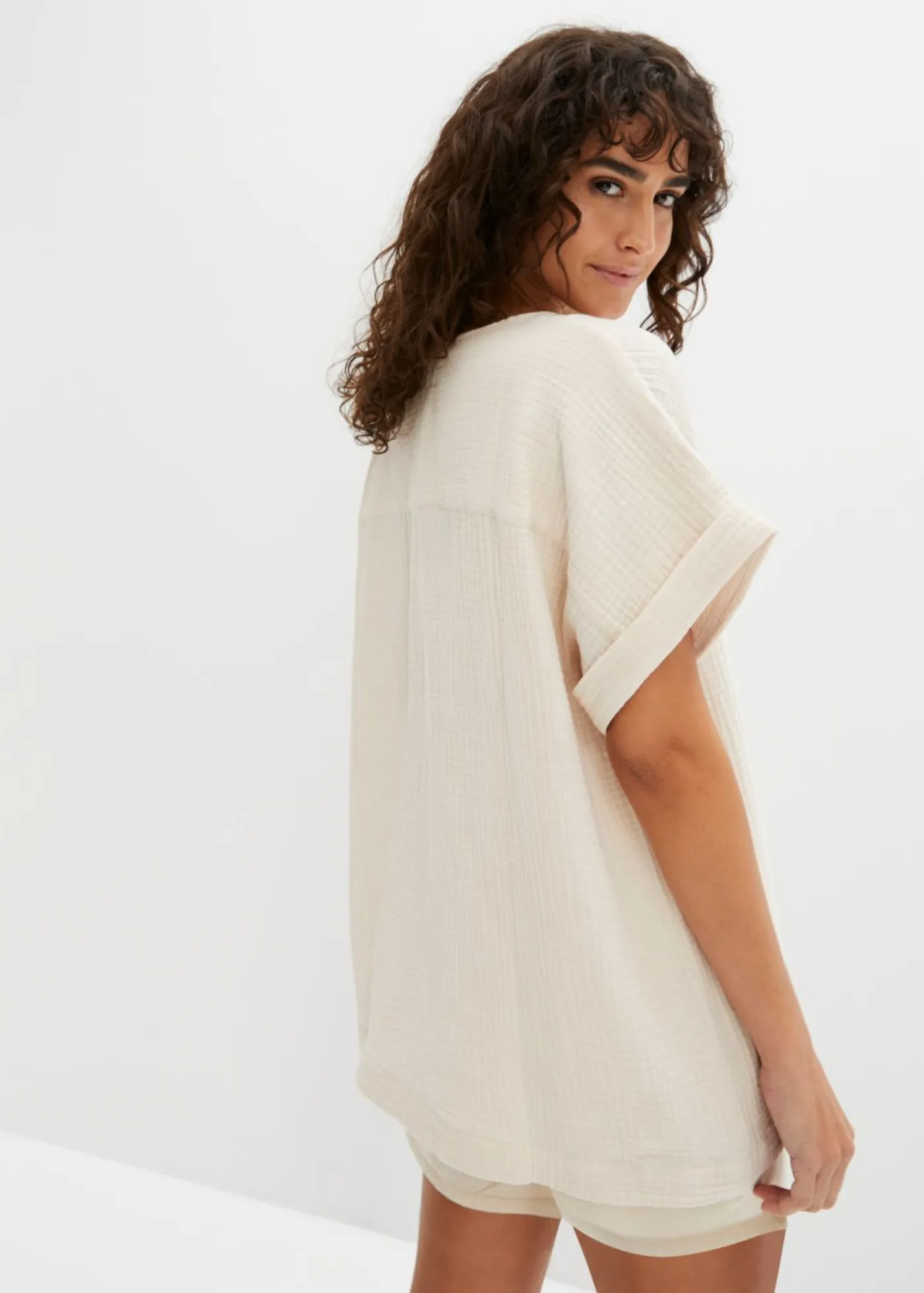 Sale Blusa de manga corta de muselina Mujer Camisas Y Blusas