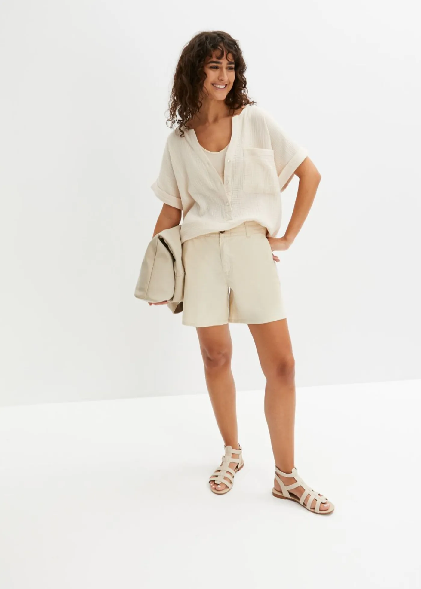 Sale Blusa de manga corta de muselina Mujer Camisas Y Blusas