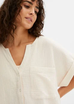 Sale Blusa de manga corta de muselina Mujer Camisas Y Blusas