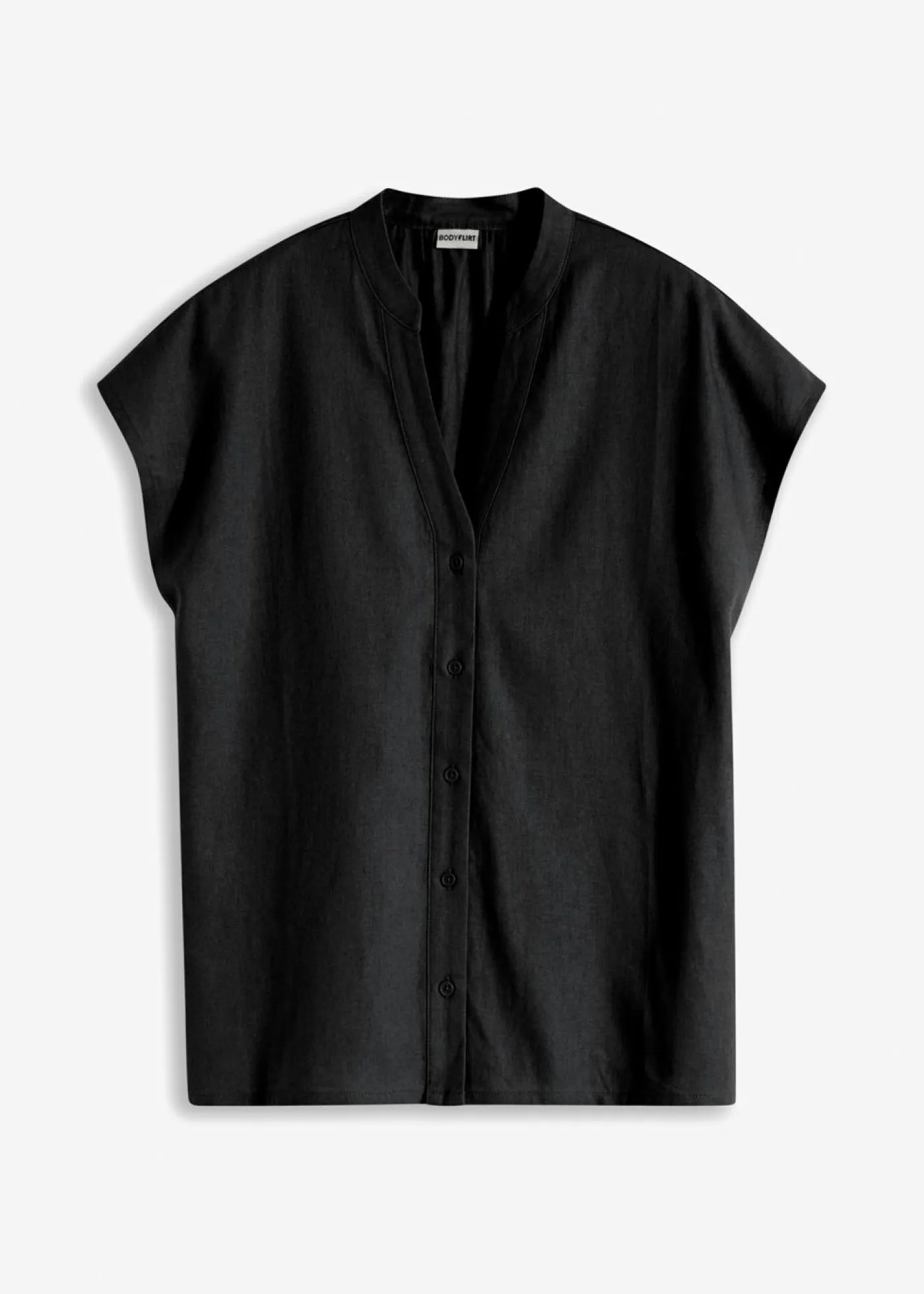 Discount Blusa de manga corta de mezcla de lino vaporoso Mujer Camisas Y Blusas