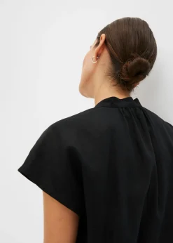 Discount Blusa de manga corta de mezcla de lino vaporoso Mujer Camisas Y Blusas