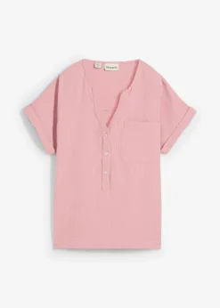 Blusa de manga corta de muselina Mujer Camisas Y Blusas
