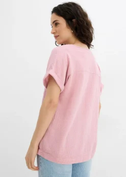 Blusa de manga corta de muselina Mujer Camisas Y Blusas
