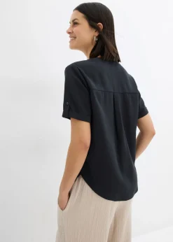 Outlet Blusa de manga corta de mezcla de viscosa firme Mujer Camisas Y Blusas