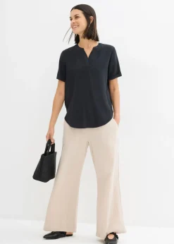 Outlet Blusa de manga corta de mezcla de viscosa firme Mujer Camisas Y Blusas
