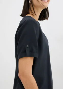 Outlet Blusa de manga corta de mezcla de viscosa firme Mujer Camisas Y Blusas
