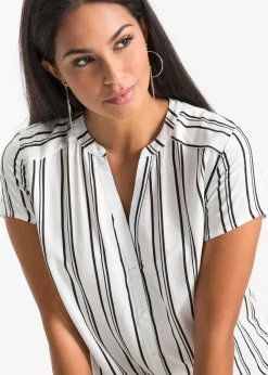Blusa de manga corta de viscosa pura Mujer Camisas Y Blusas|Novedades