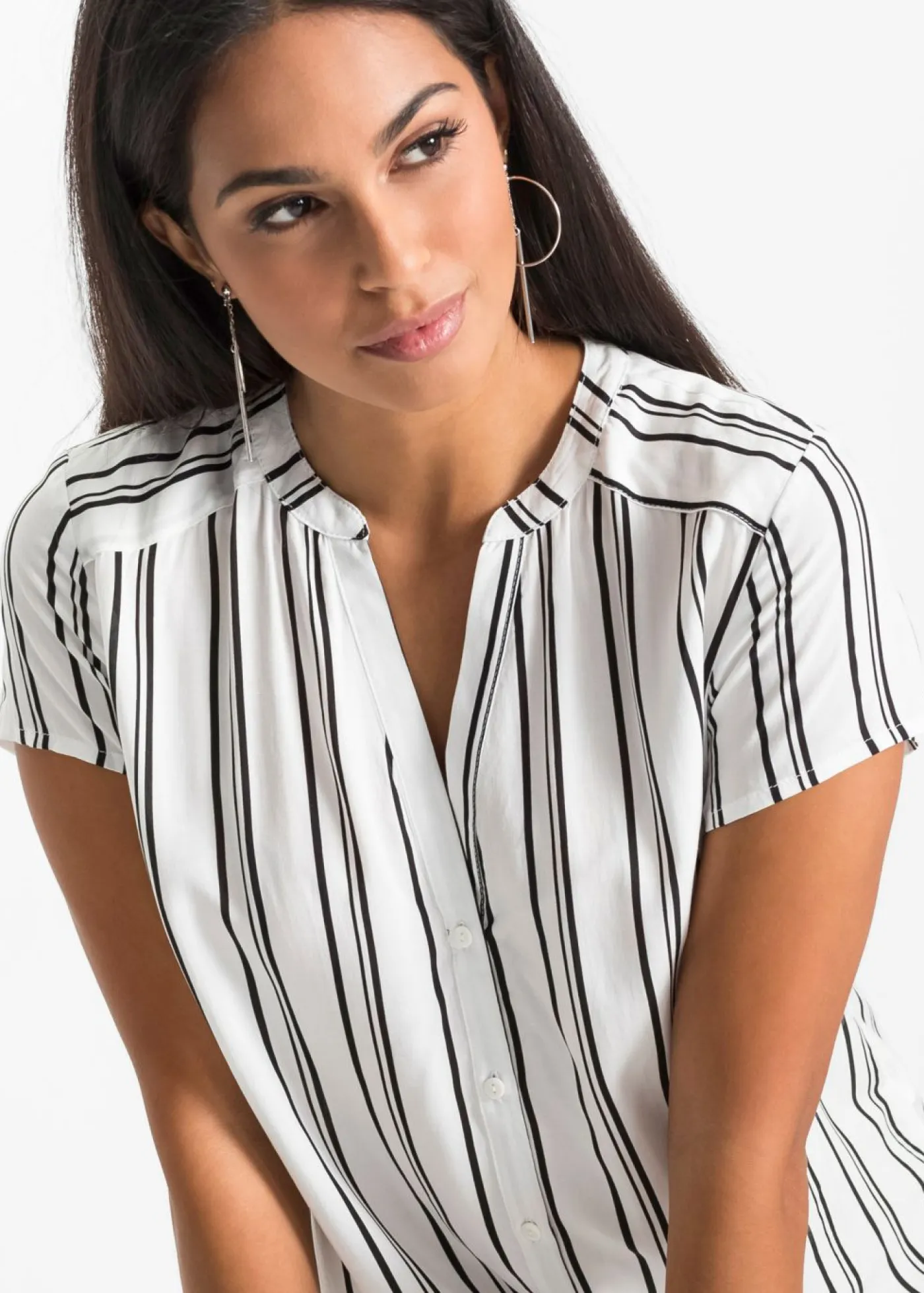 Blusa de manga corta de viscosa pura Mujer Camisas Y Blusas|Novedades