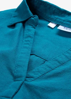 Outlet Blusa de mangas 3/4 con lino Mujer Camisas Y Blusas|Novedades