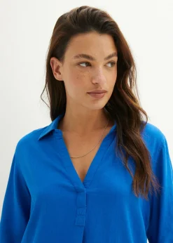 Discount Blusa de mangas 3/4 con lino Mujer Camisas Y Blusas|Novedades