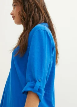 Discount Blusa de mangas 3/4 con lino Mujer Camisas Y Blusas|Novedades