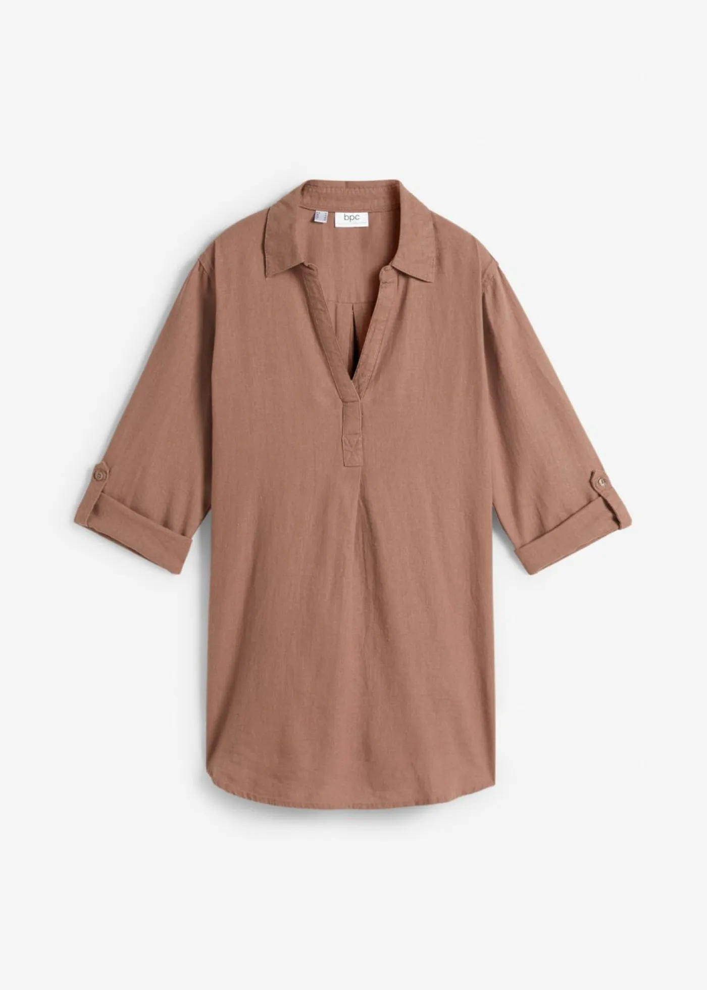 Online Blusa de mangas 3/4 con lino Mujer Camisas Y Blusas|Novedades