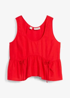 Blusa de mezcla de lino vaporoso Mujer Camisas Y Blusas|Camisetas